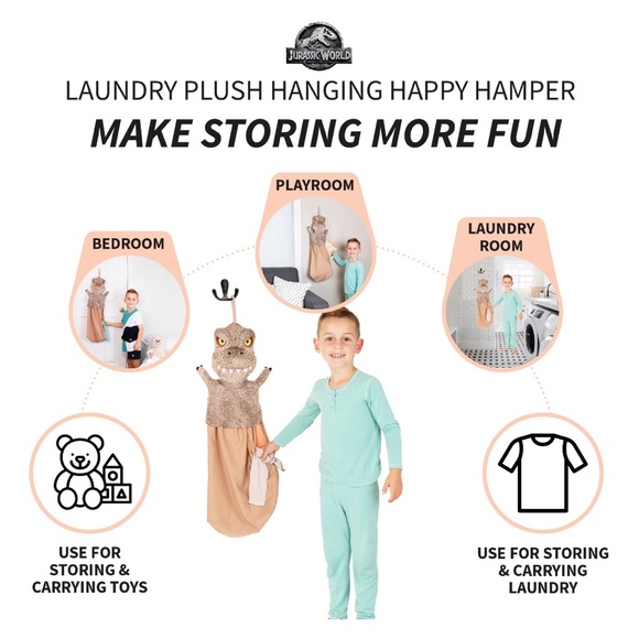 Universal Studios Jurassic World Kids Hanging 3D Character Laundry Hamper - Picture 5 of 12